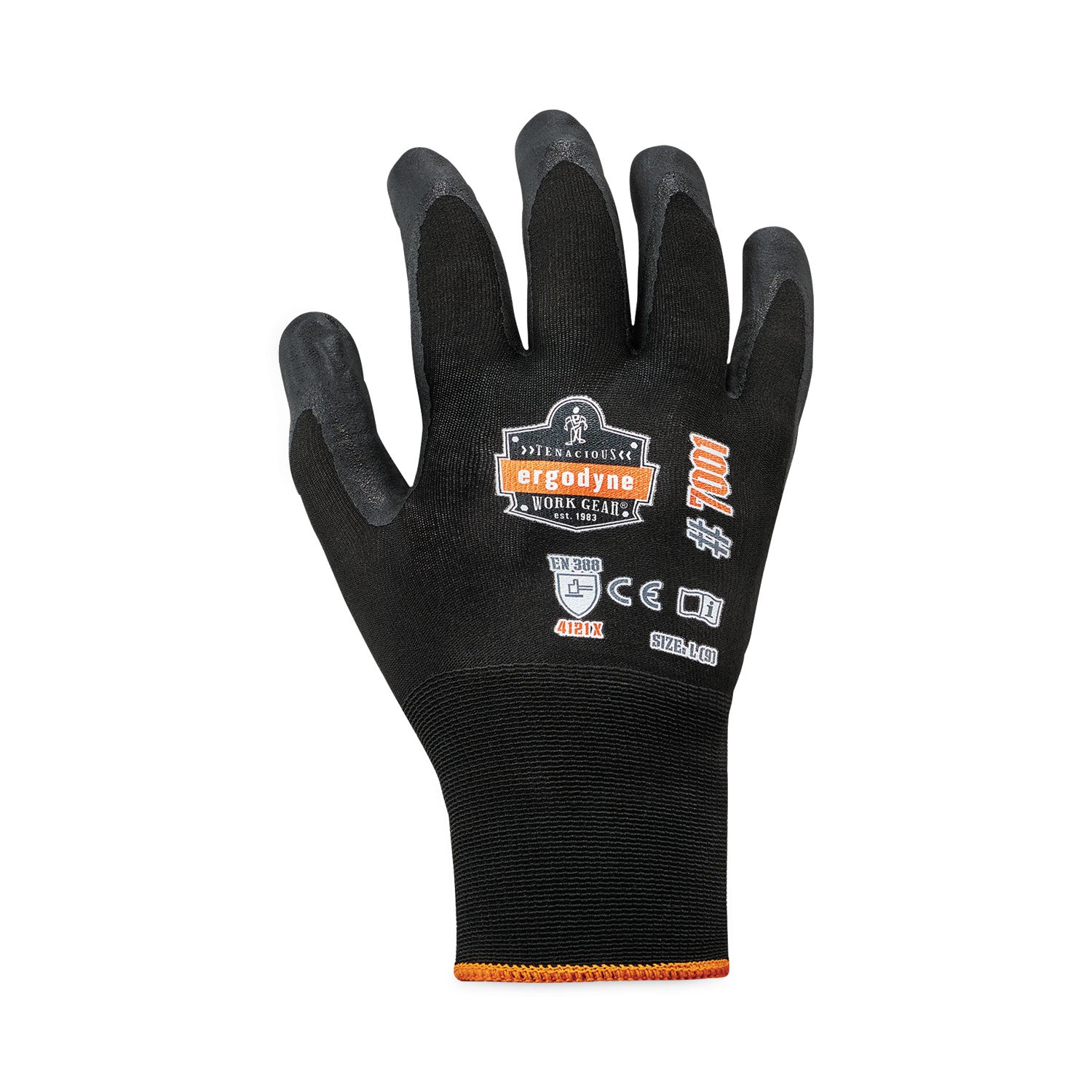 ProFlex 7001 Nitrile-Coated Gloves, Black, Large, Pair, Ships in 1-3 Business Days