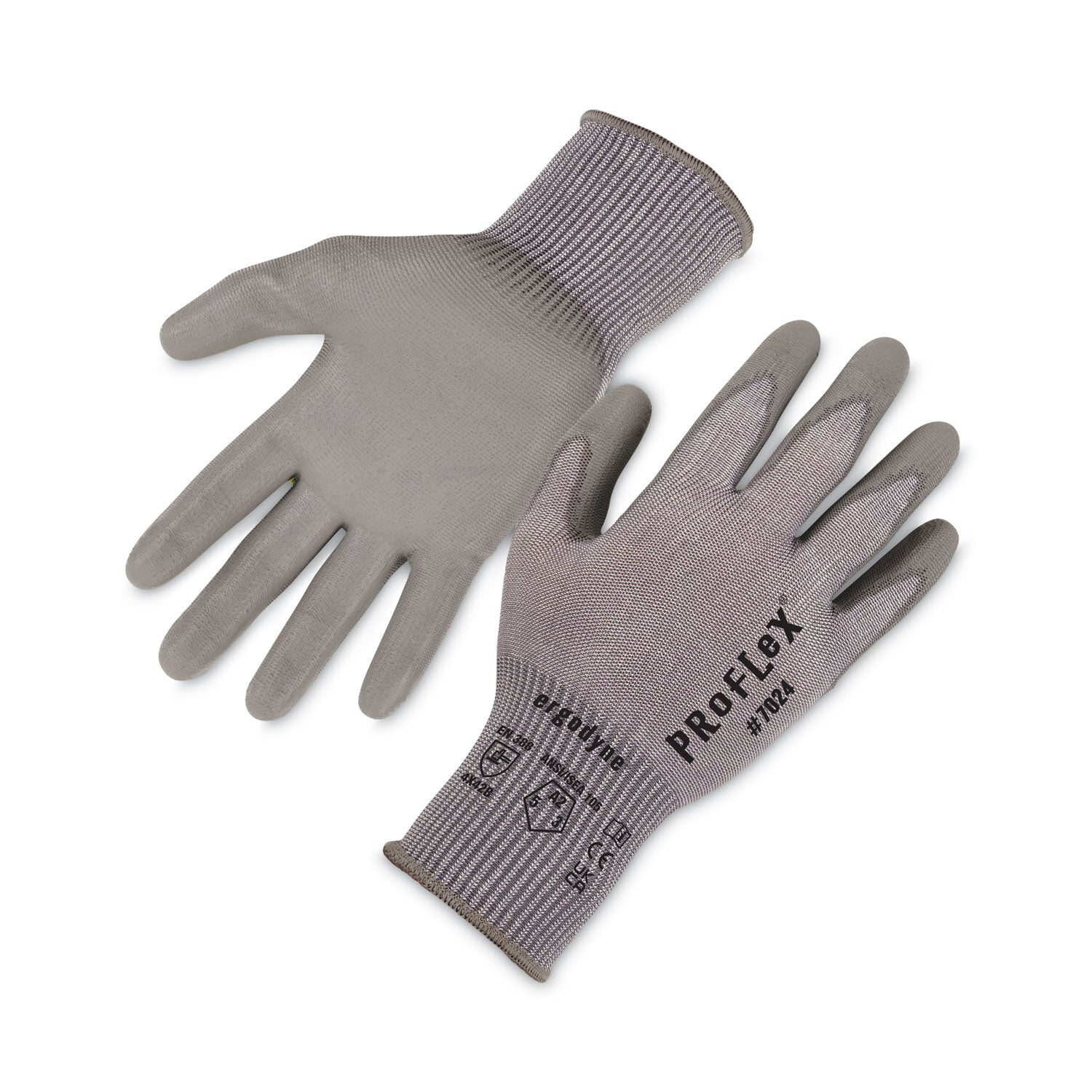 ProFlex 7024 ANSI A2 PU Coated CR Gloves, Gray, Small, 12 Pairs/Pack, Ships in 1-3 Business Days