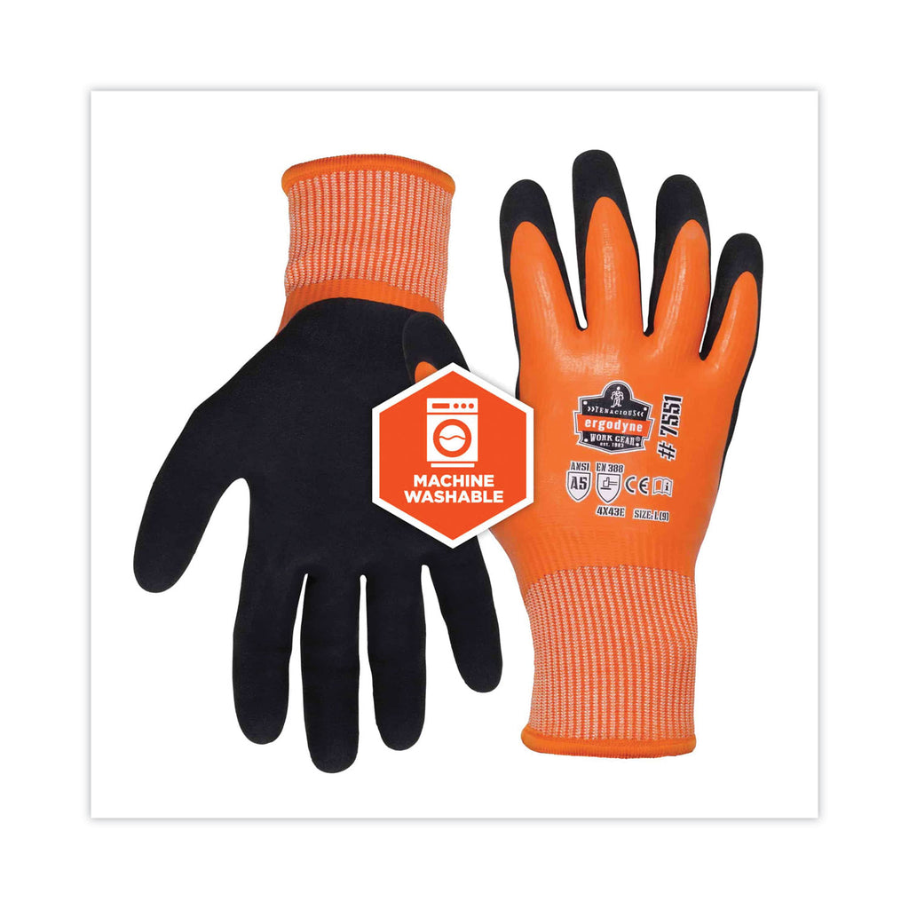 ProFlex 7551 ANSI A5 Coated Waterproof CR Gloves, Orange, Large, Pair, Ships in 1-3 Business Days