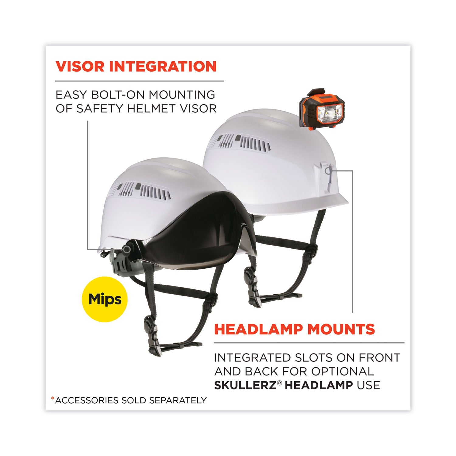 Skullerz 8975-MIPS Class C Safety Helmet with MIPS Elevate Ratchet Suspension, White, Ships in 1-3 Business Days