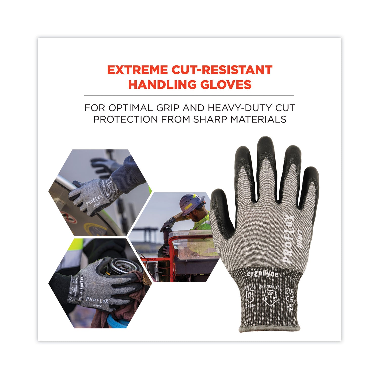 ProFlex 7072 ANSI A7 Nitrile-Coated CR Gloves, Gray, 2X-Large, 12 Pairs/Pack, Ships in 1-3 Business Days - 5