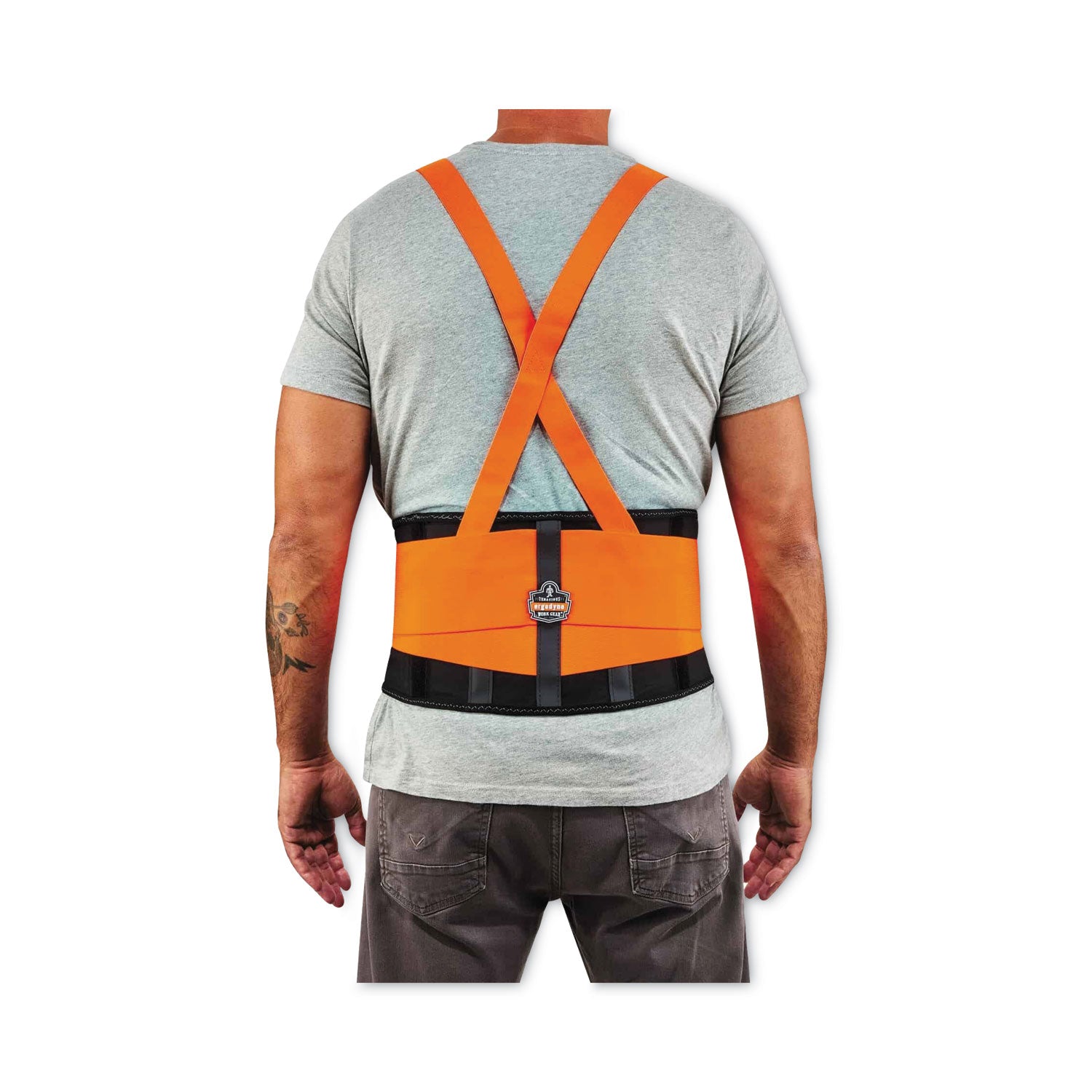 ProFlex 100HV Economy Hi-Vis Spandex Back Support Brace, X-Small, 20" to 25" Waist, Black/Orange, Ships in 1-3 Business Days