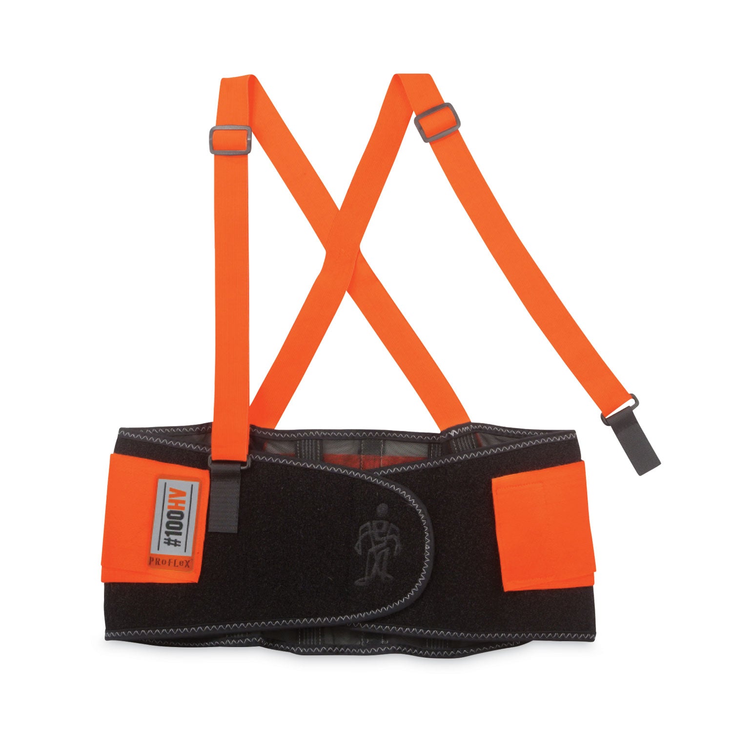ProFlex 100HV Economy Hi-Vis Spandex Back Support Brace, X-Small, 20" to 25" Waist, Black/Orange, Ships in 1-3 Business Days