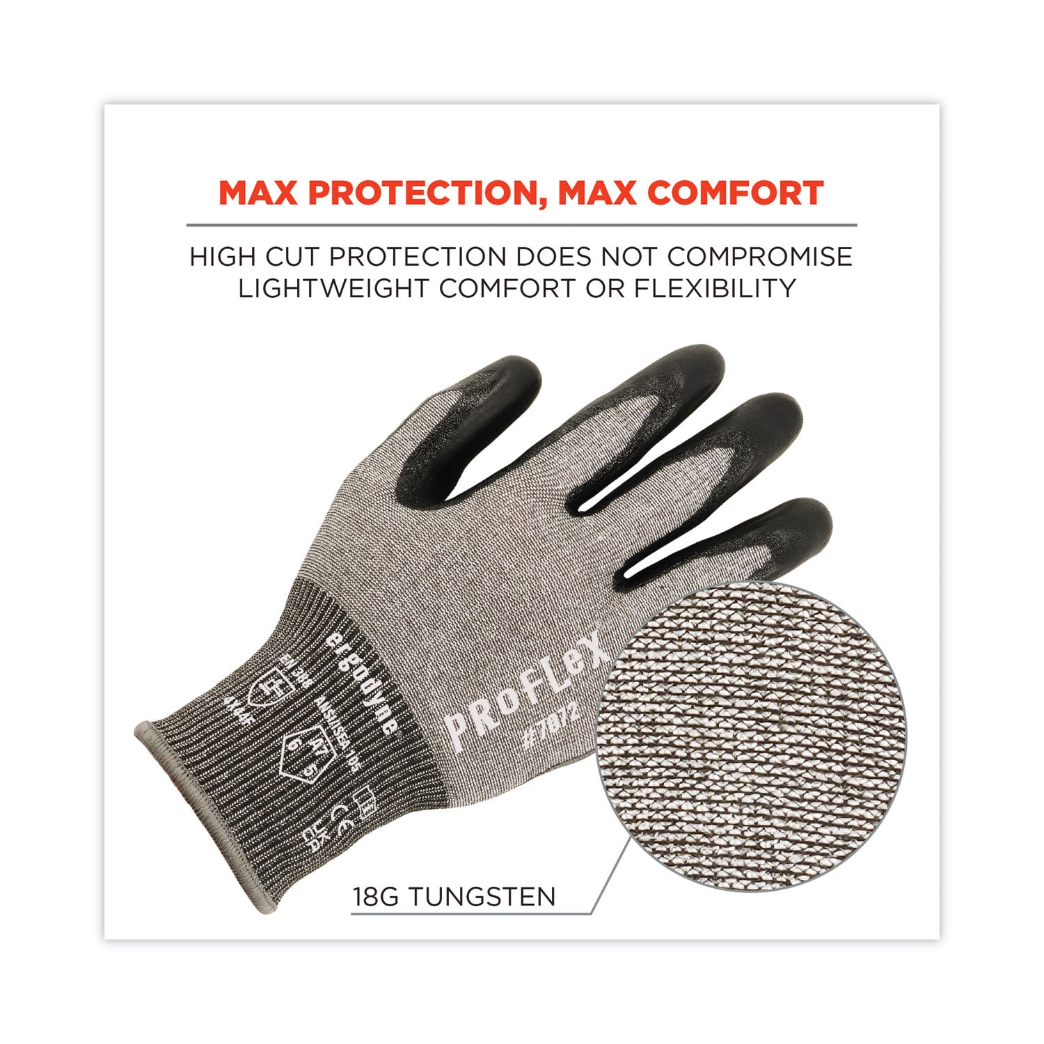 ProFlex 7072 ANSI A7 Nitrile-Coated CR Gloves, Gray, 2X-Large, 12 Pairs/Pack, Ships in 1-3 Business Days - 6