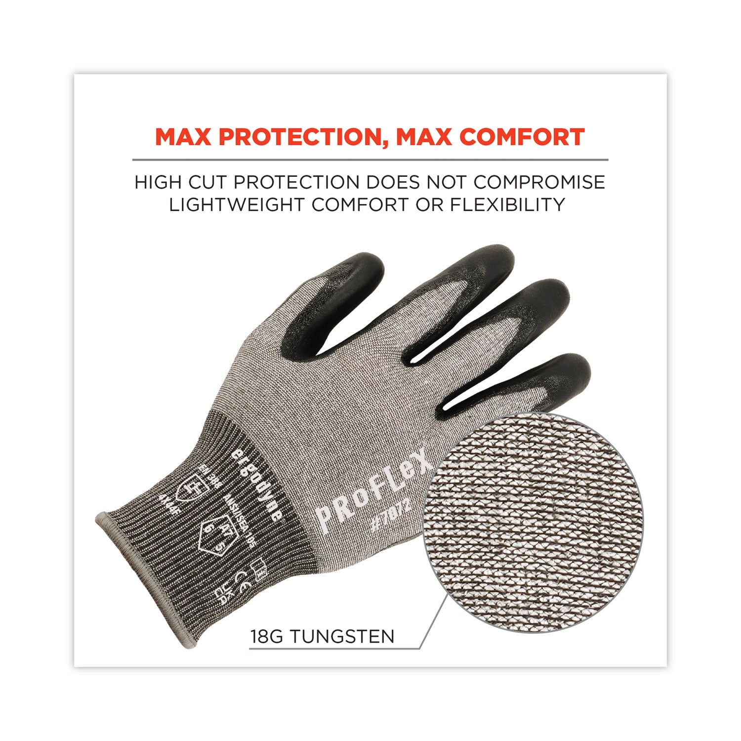 ProFlex 7072 ANSI A7 Nitrile-Coated CR Gloves, Gray, 2X-Large, 12 Pairs/Pack, Ships in 1-3 Business Days