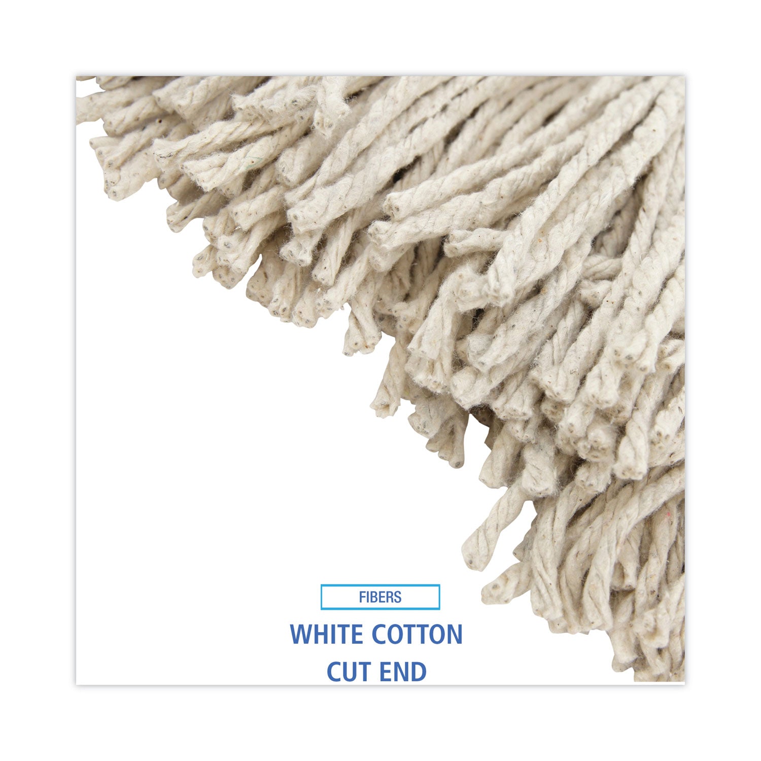Premium Cut-End Wet Mop Heads, Cotton, 16oz, White, 12/Carton