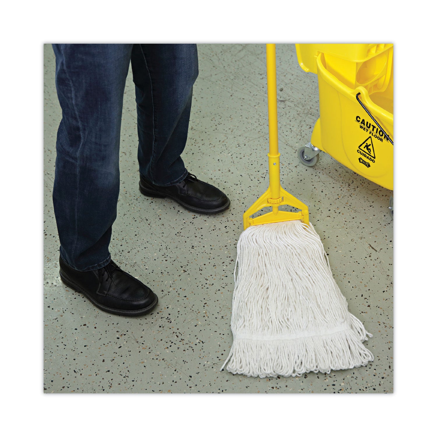 Premium Cut-End Wet Mop Heads, Cotton, 16oz, White, 12/Carton