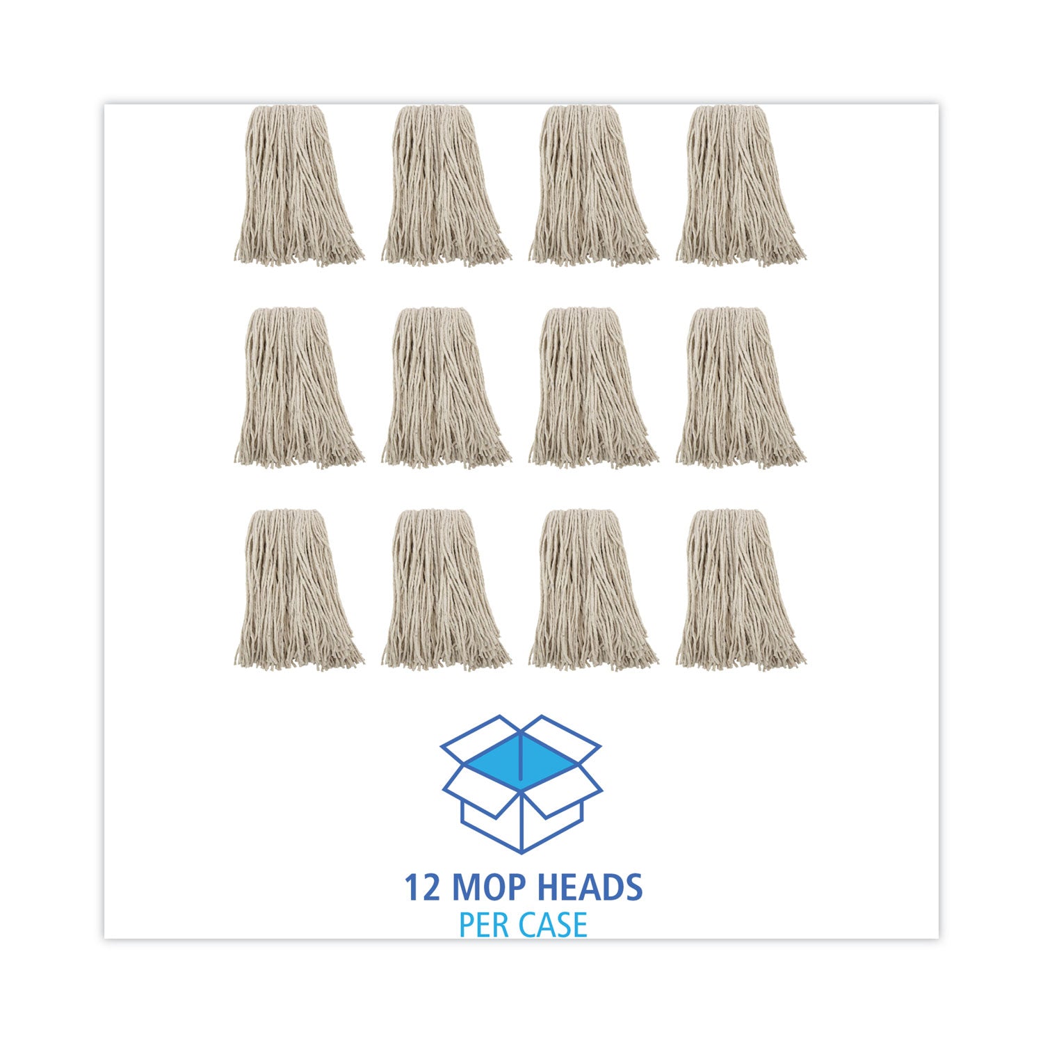 Premium Cut-End Wet Mop Heads, Cotton, 16oz, White, 12/Carton - 