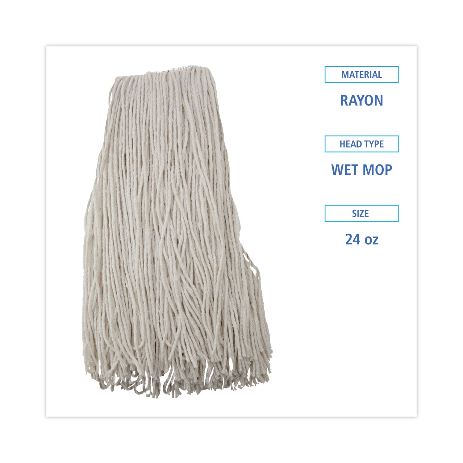 Premium Cut-End Wet Mop Heads, Rayon, 24oz, White, 12/Carton - 