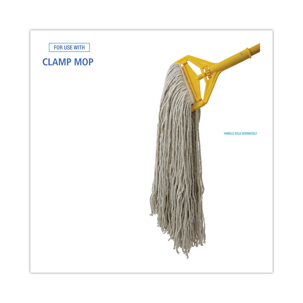 Mop Head, Premium Standard Head, Cotton Fiber, 32oz, White, 12/Carton