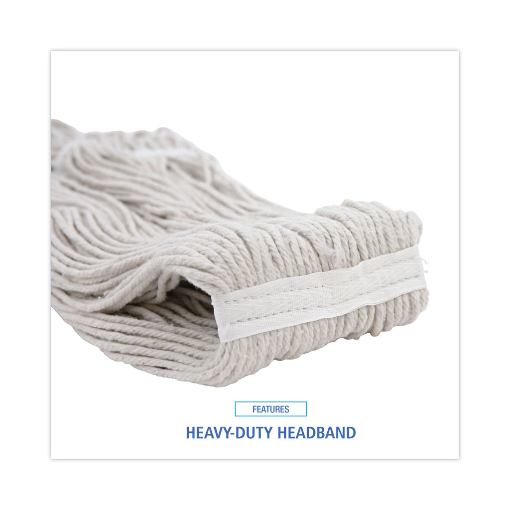 Mop Head, Premium Standard Head, Cotton Fiber, 32oz, White, 12/Carton