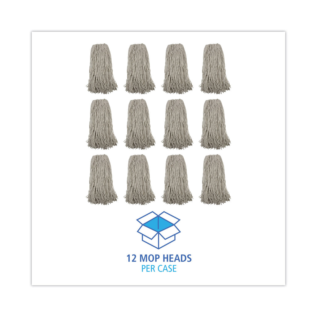Mop Head, Premium Standard Head, Cotton Fiber, 32oz, White, 12/Carton