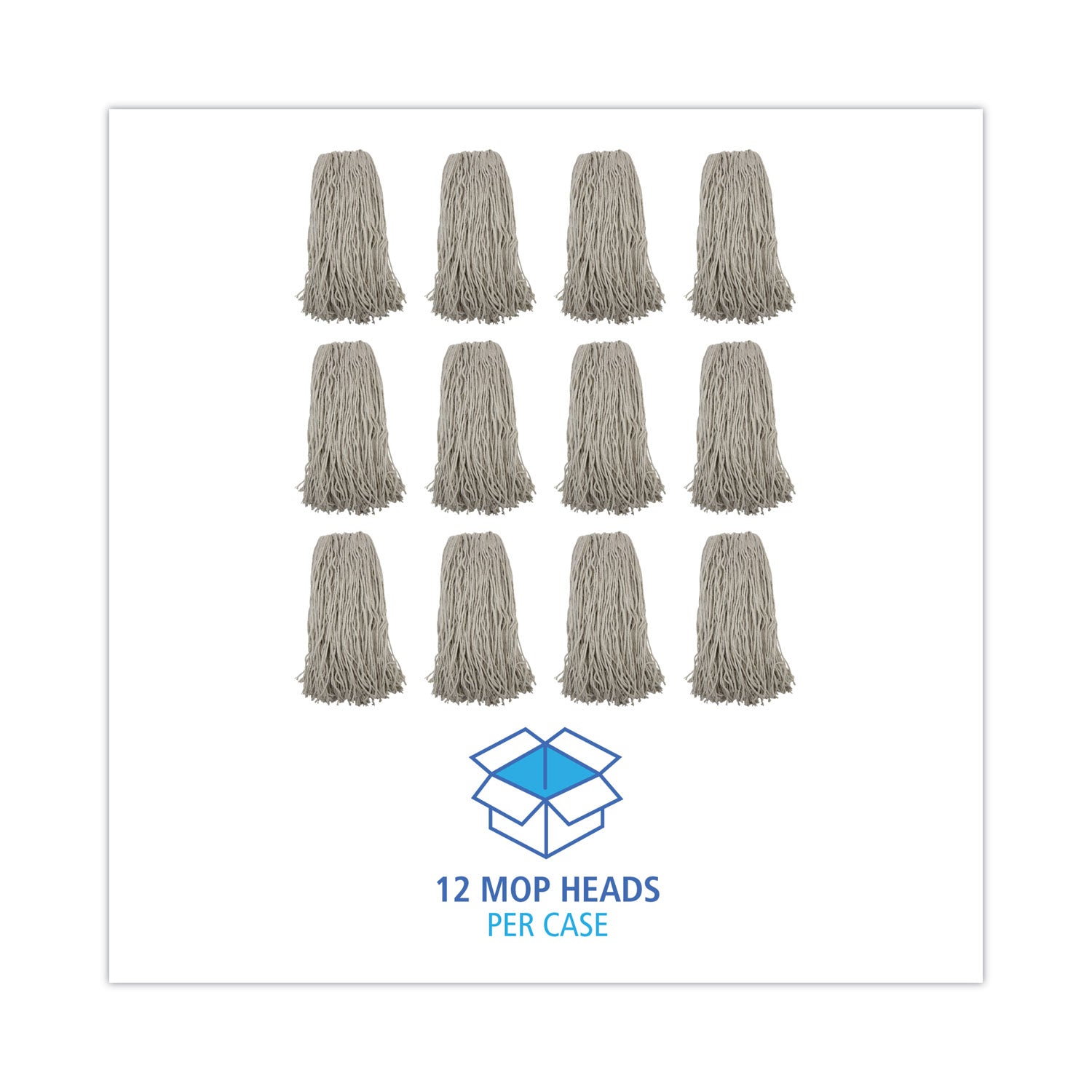 Mop Head, Premium Standard Head, Cotton Fiber, 32oz, White, 12/Carton