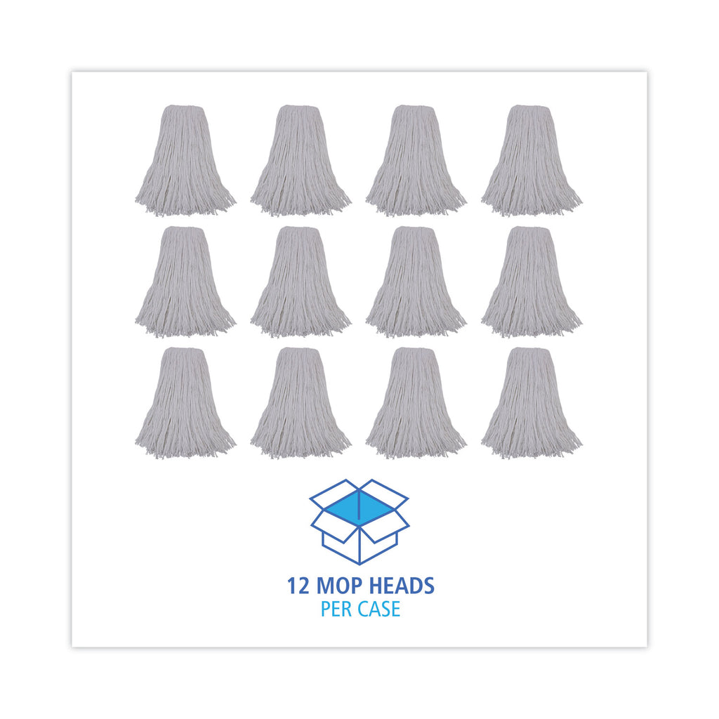 Mop Head, Premium Standard Head, Rayon Fiber, 32oz, White, 12/Carton
