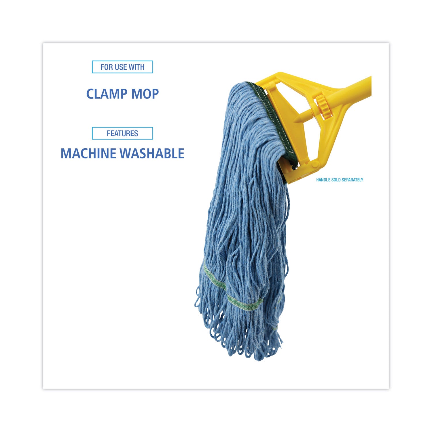 Mop Head, Premium Standard Head, Cotton/Rayon Fiber, Medium, Blue, 12/Carton
