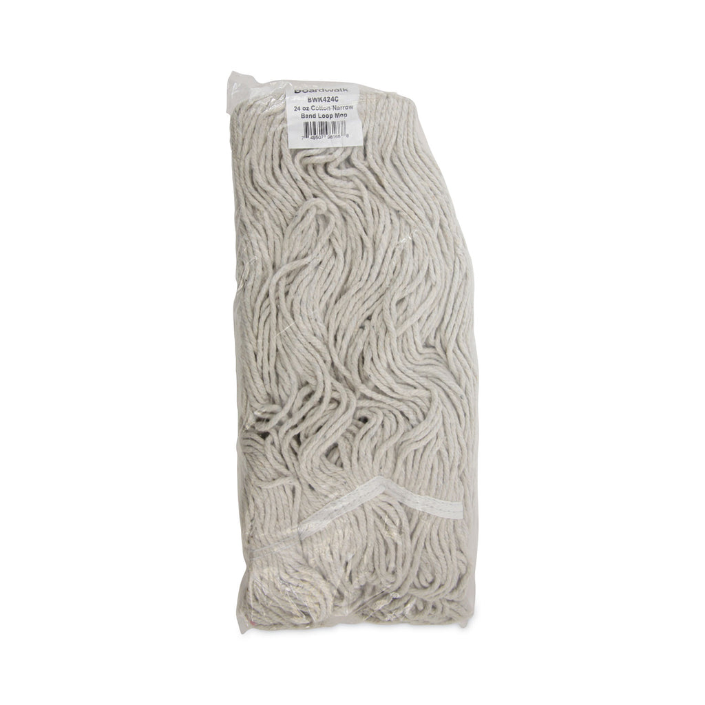 Pro Loop Web/Tailband Wet Mop Head, Cotton, 24oz, White, 12/Carton