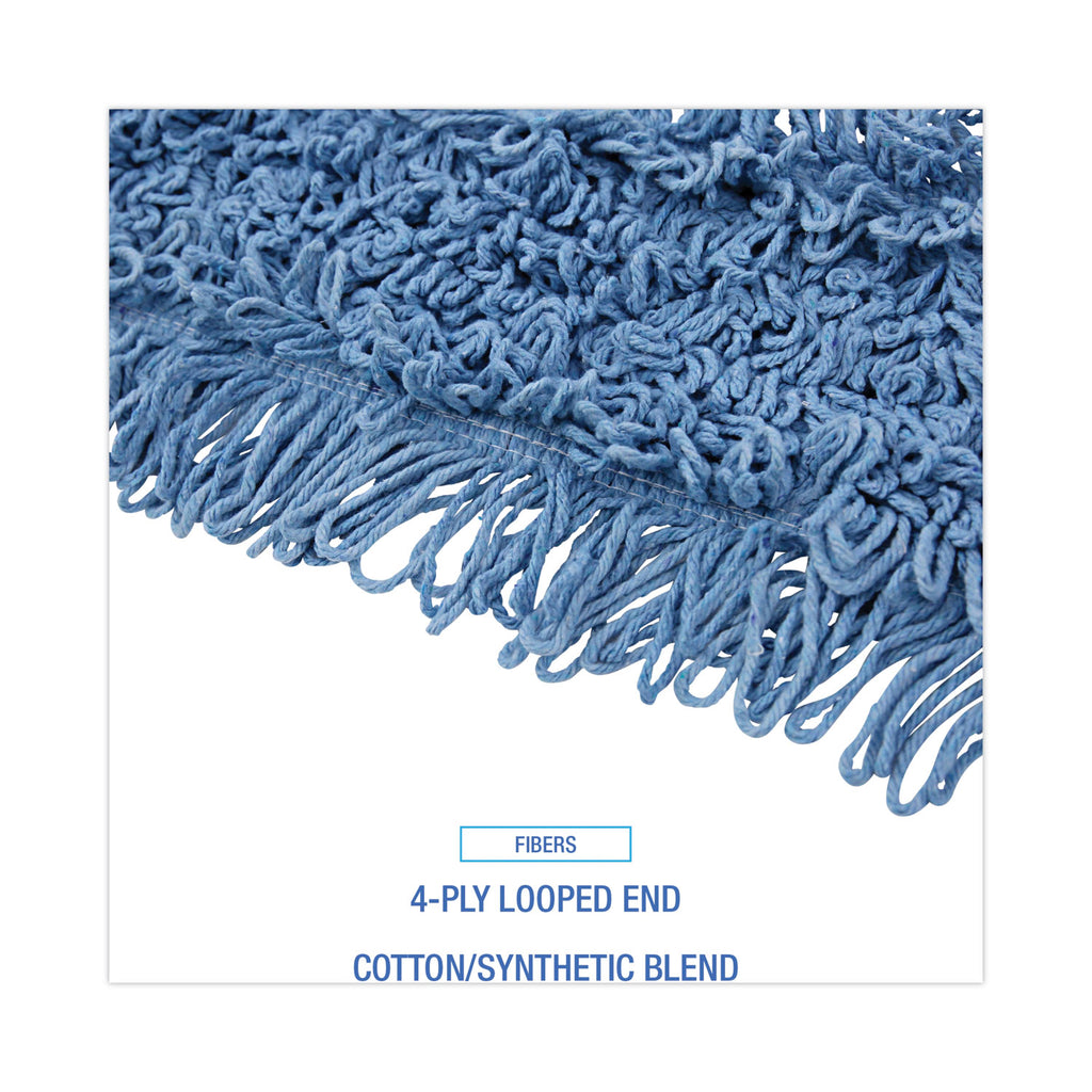 Dust Mop Head, Cotton/Synthetic Blend, 48" x 5", Blue