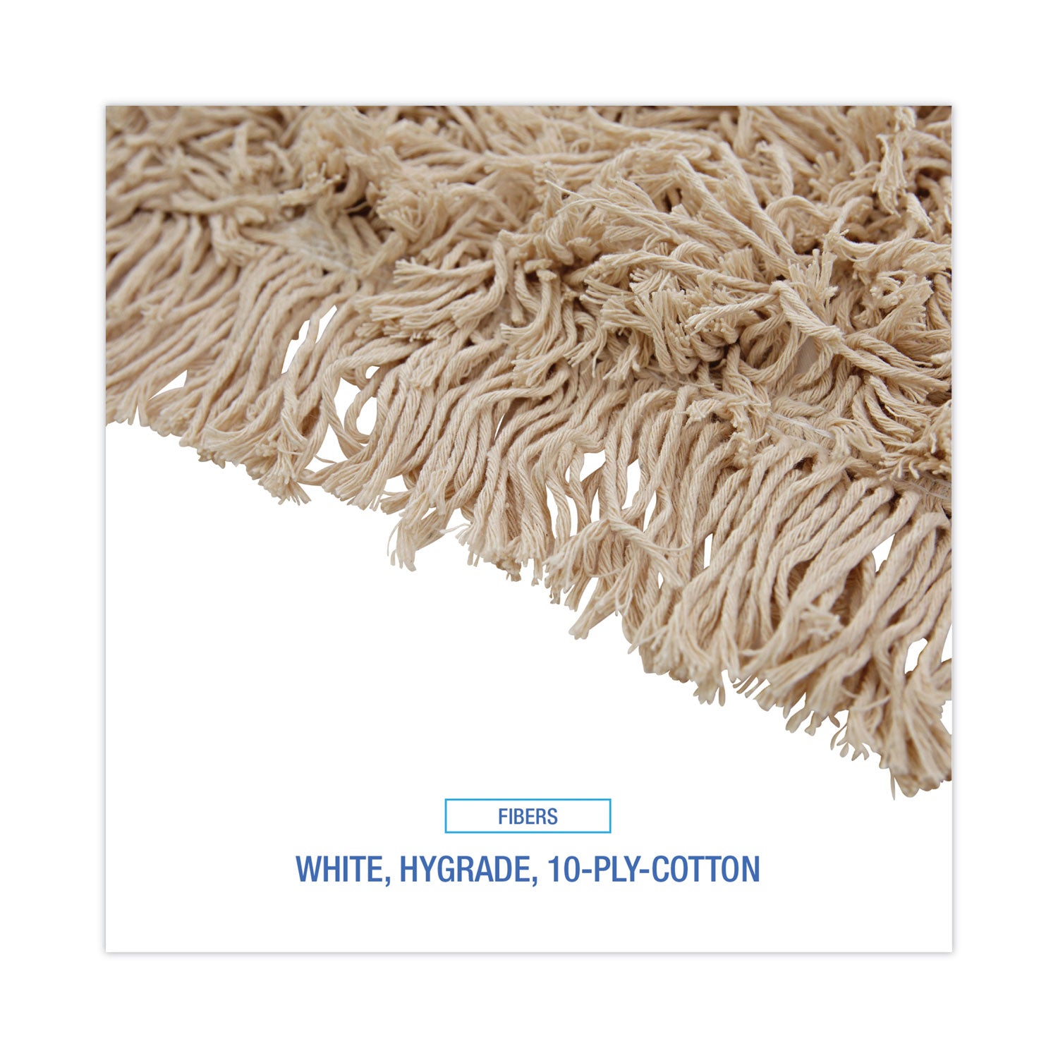 Industrial Dust Mop Head, Hygrade Cotton, 18w x 5d, White - 