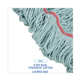 EchoMop with Looped-End Wet Head, Synthetic/Cotton, Large, Blue, 12/Carton