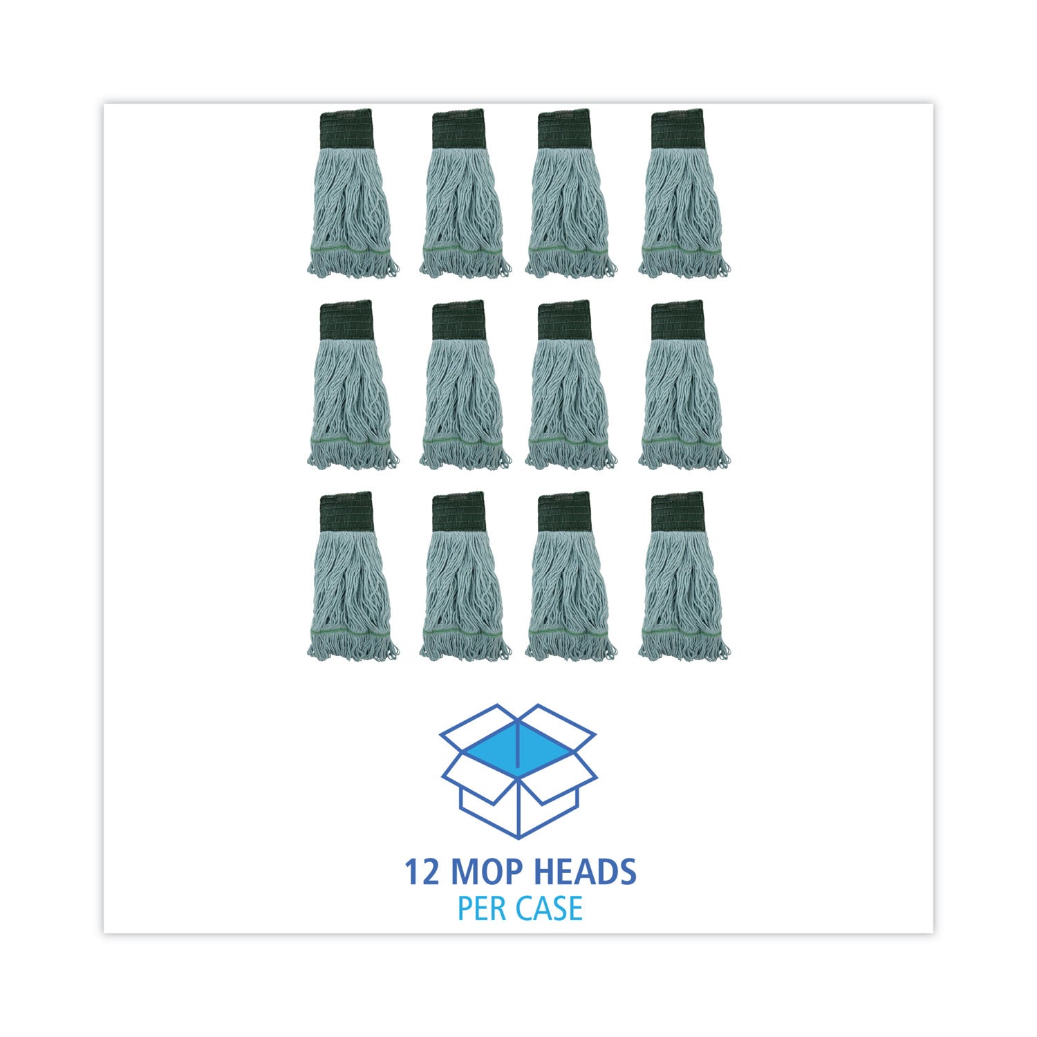 EchoMop with Looped-End Wet Head, Synthetic/Cotton, Medium, Blue, 12/Carton