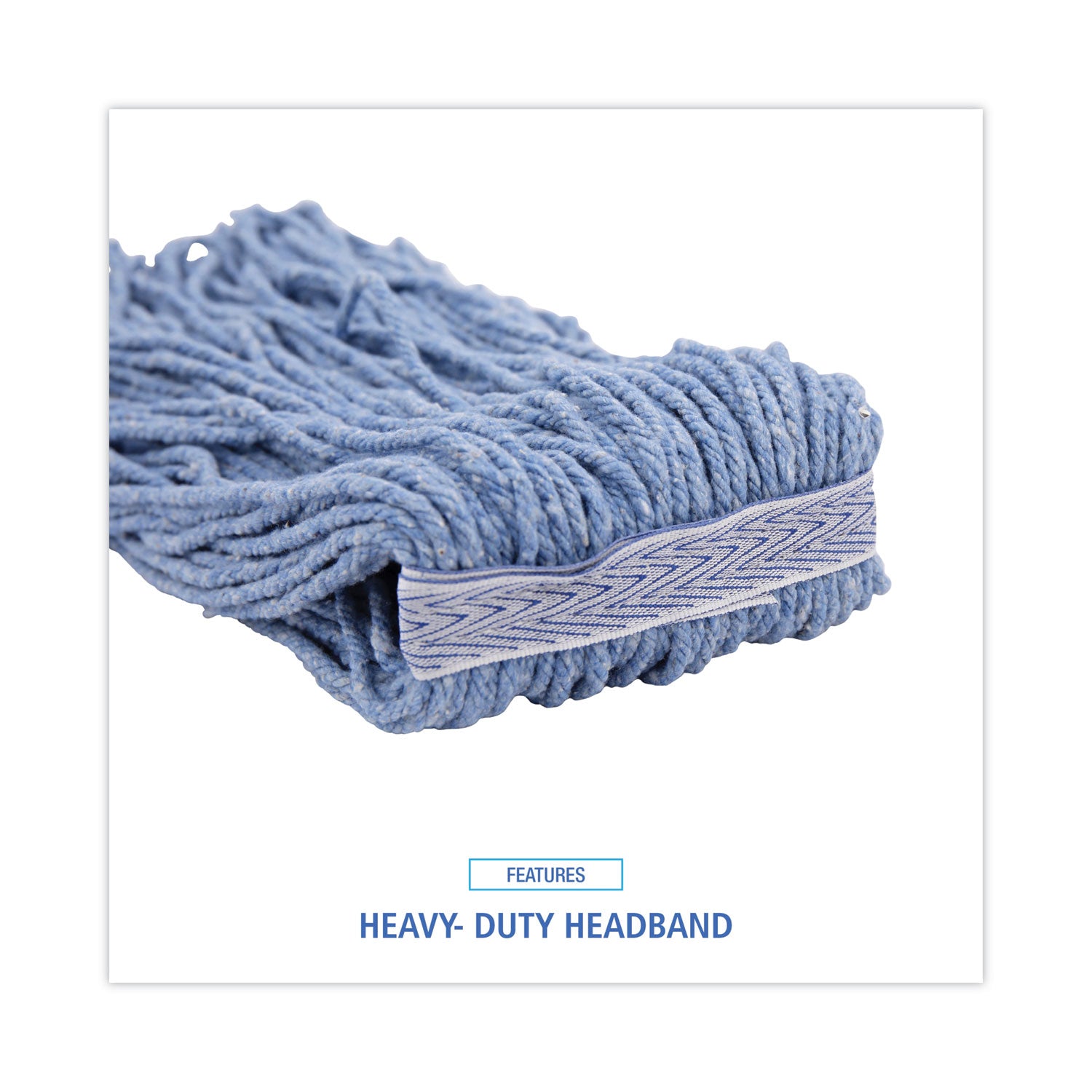 Mop Head, Standard Head, Cotton/Synthetic Fiber, Cut-End, #20, Blue, 12/Carton - 