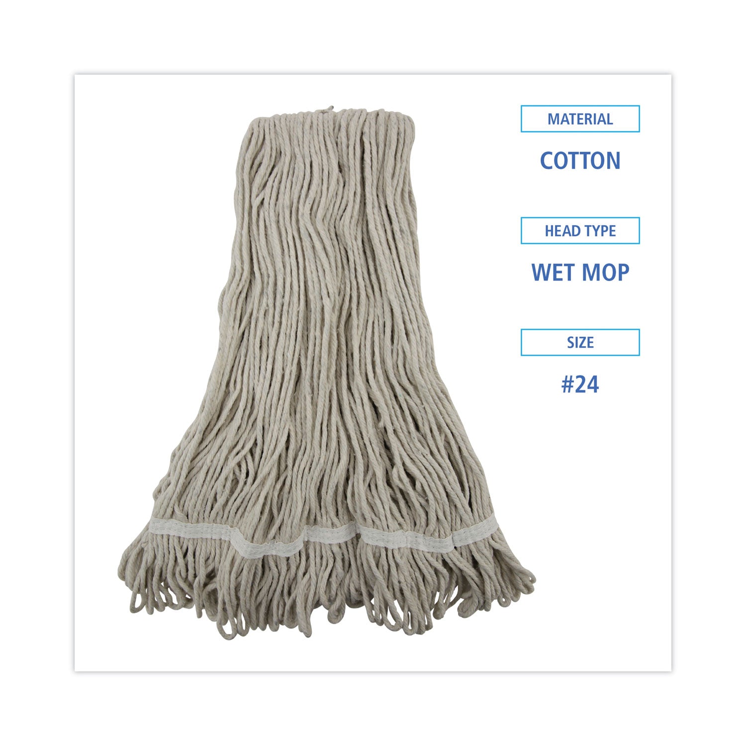 Pro Loop Web/Tailband Wet Mop Head, Cotton, 12/Carton - 