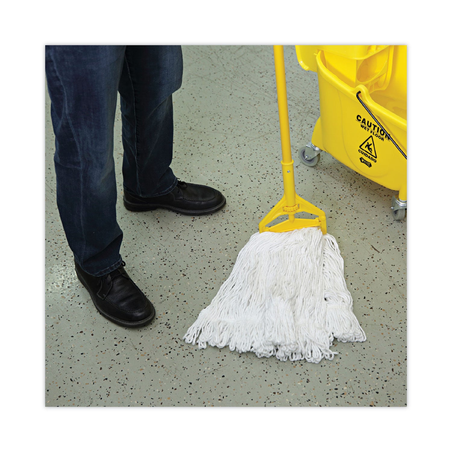 Pro Loop Web/Tailband Wet Mop Head, Rayon, #24 Size, White, 12/Carton