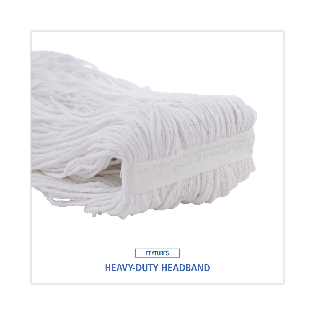 Pro Loop Web/Tailband Wet Mop Head, Rayon, #24 Size, White, 12/Carton
