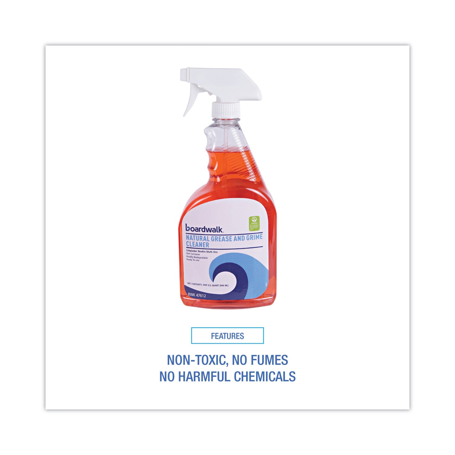 Boardwalk Green Natural Grease and Grime Cleaner, 32 oz Spray Bottle
