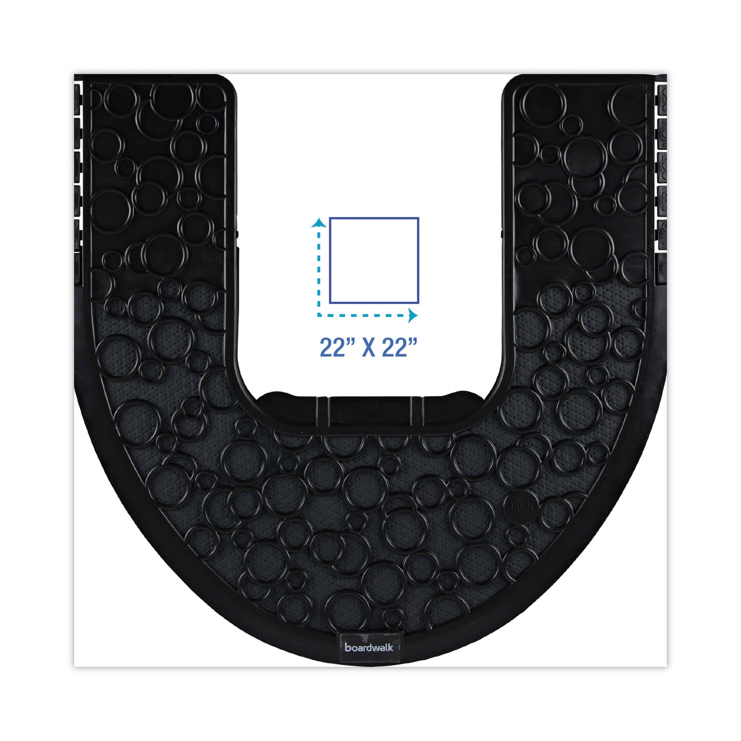 Commode Mat 2.0, Rubber, 22 x 22, Black, 6/Carton