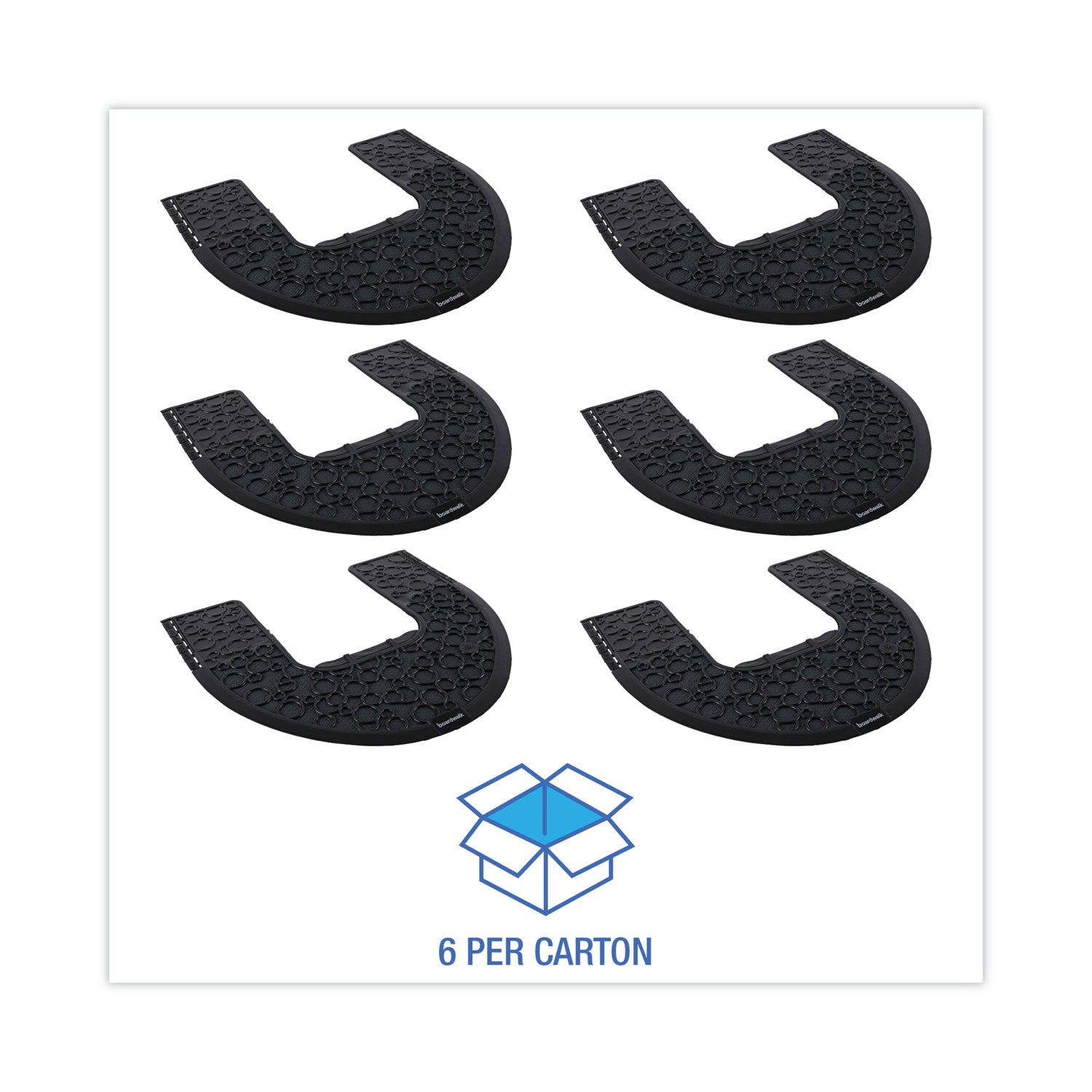 Commode Mat 2.0, Rubber, 22 x 22, Black, 6/Carton