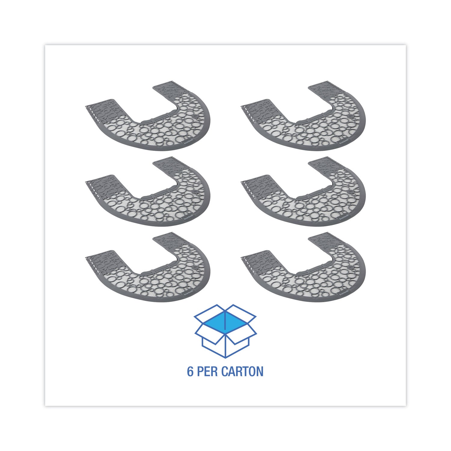 Commode Mat 2.0, Rubber, 22 x 22, Gray/White, 6/Carton