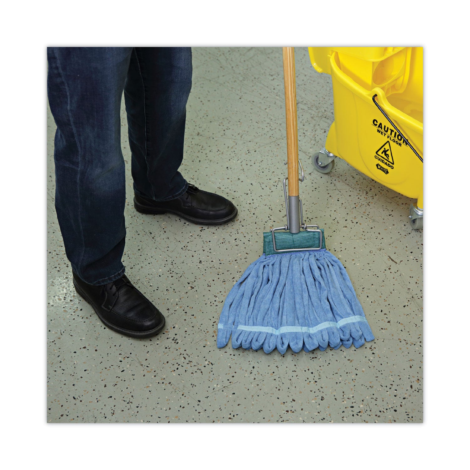 Microfiber Looped-End Wet Mop Head, Medium, Blue