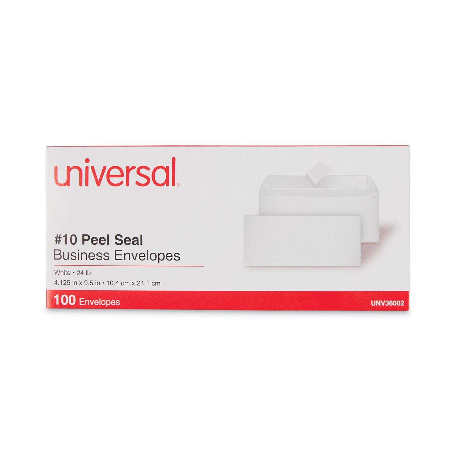 Peel Seal Strip Business Envelope, #10, Square Flap, Self-Adhesive Closure, 4.13 x 9.5, White, 100/Box - 