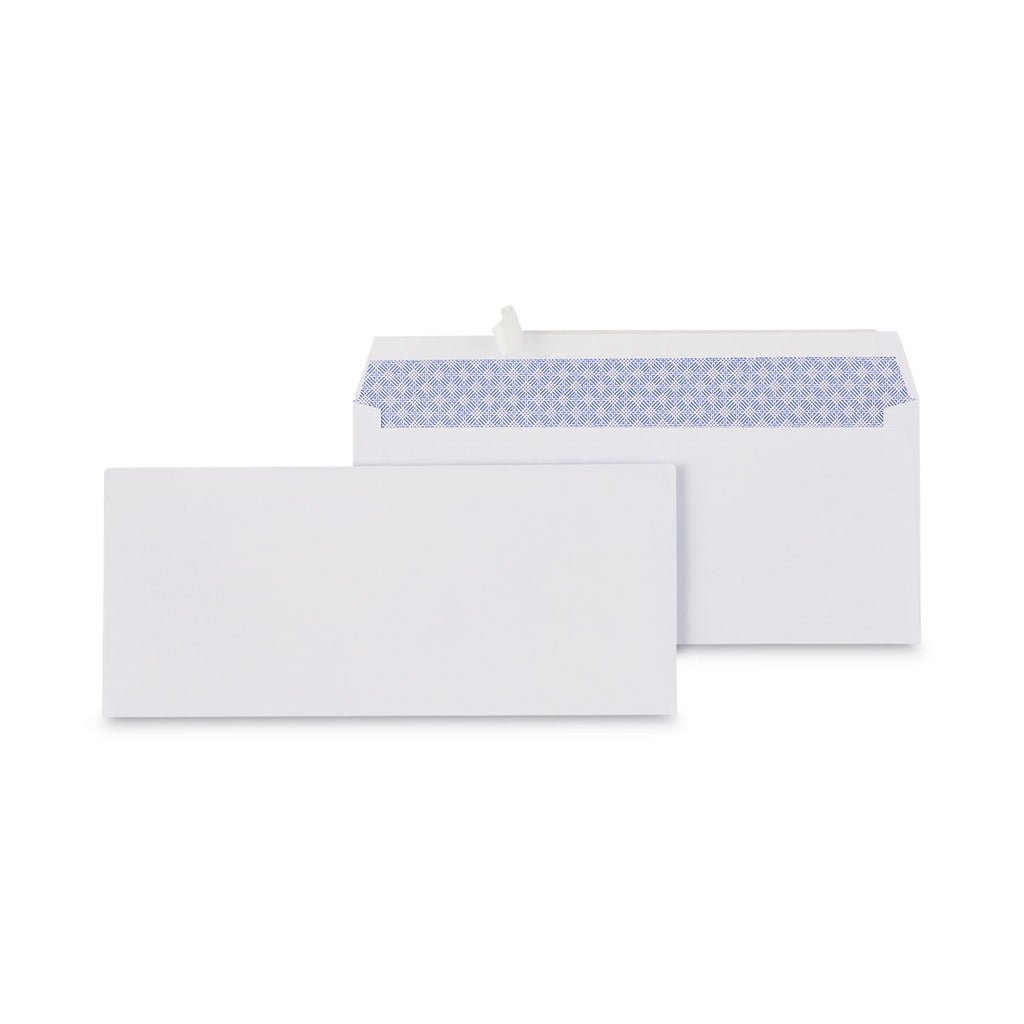 Peel Seal Strip Security Tint Business Envelope, #10, Square Flap, Self-Adhesive Closure, 4.13 x 9.5, White, 100/Box - 