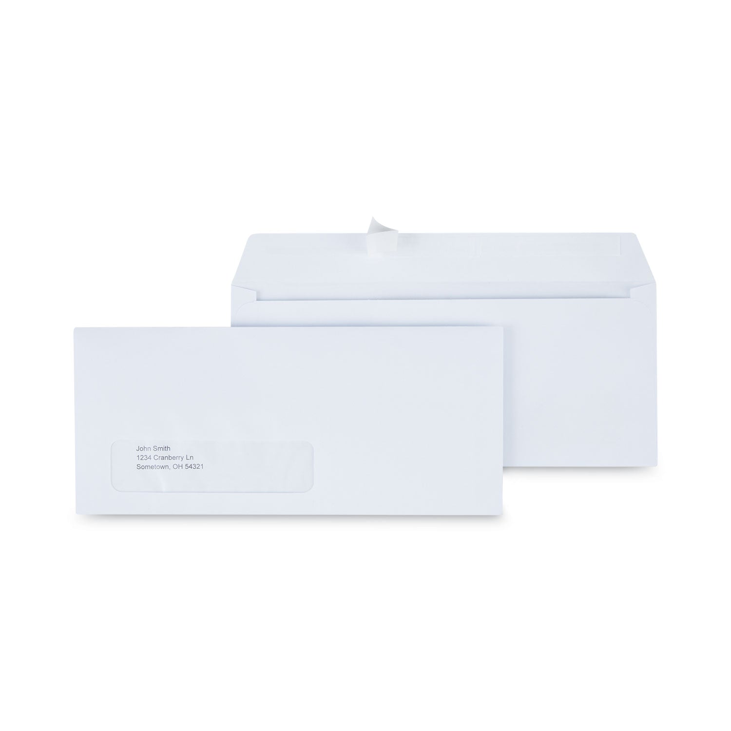 Peel Seal Strip Business Envelope, Address Window, #10, Square Flap, Self-Adhesive Closure, 4.13 x 9.5, White, 500/Box - 