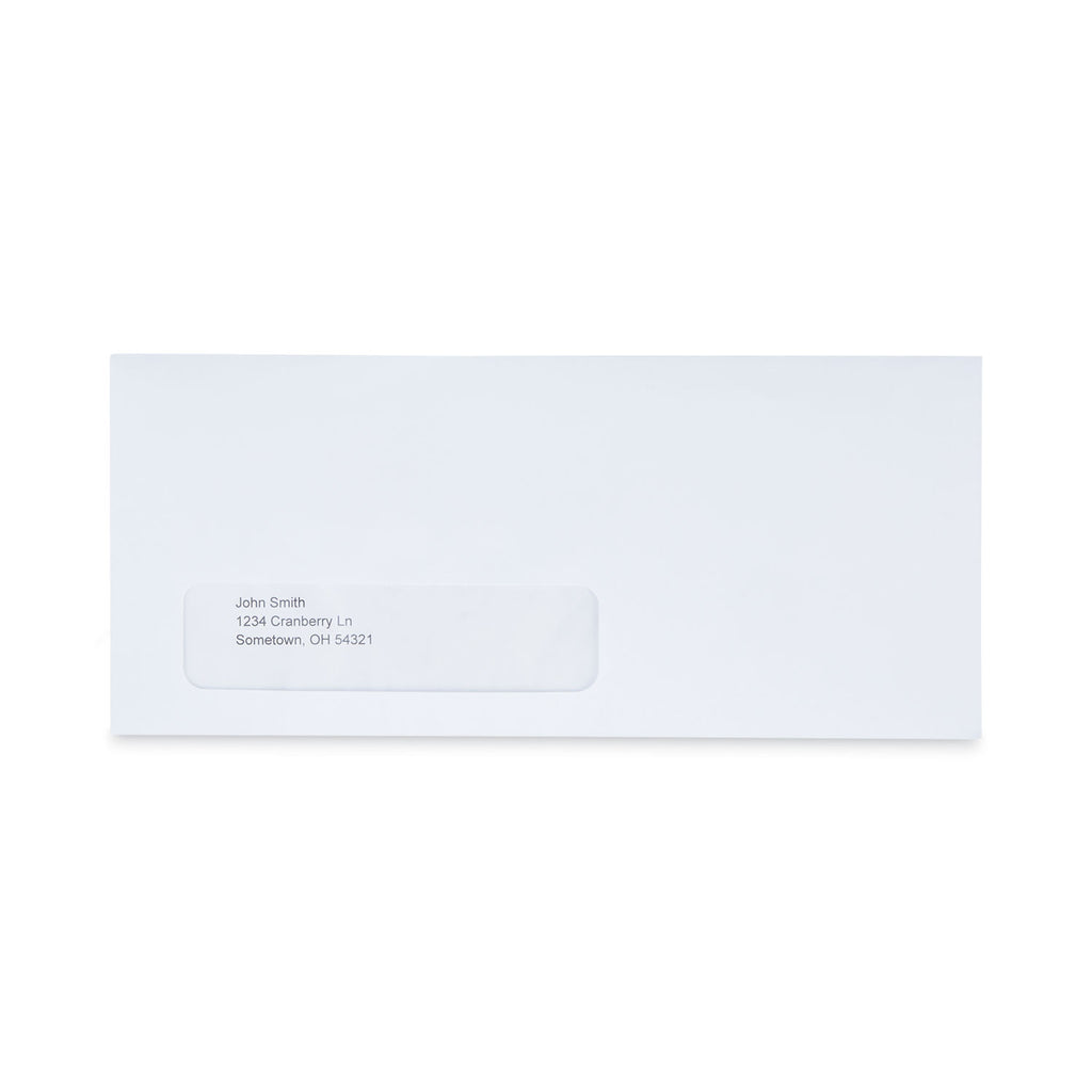 Peel Seal Strip Business Envelope, Address Window, #10, Square Flap, Self-Adhesive Closure, 4.13 x 9.5, White, 500/Box - 
