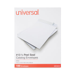 Peel Seal Strip Catalog Envelope, #13 1/2, Square Flap, Self-Adhesive Closure, 10 x 13, White, 100/Box - 