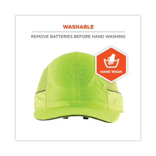 Skullerz 8960 Bump Cap with LED Lighting, Short Brim, Lime Green, Ships in 1-3 Business Days