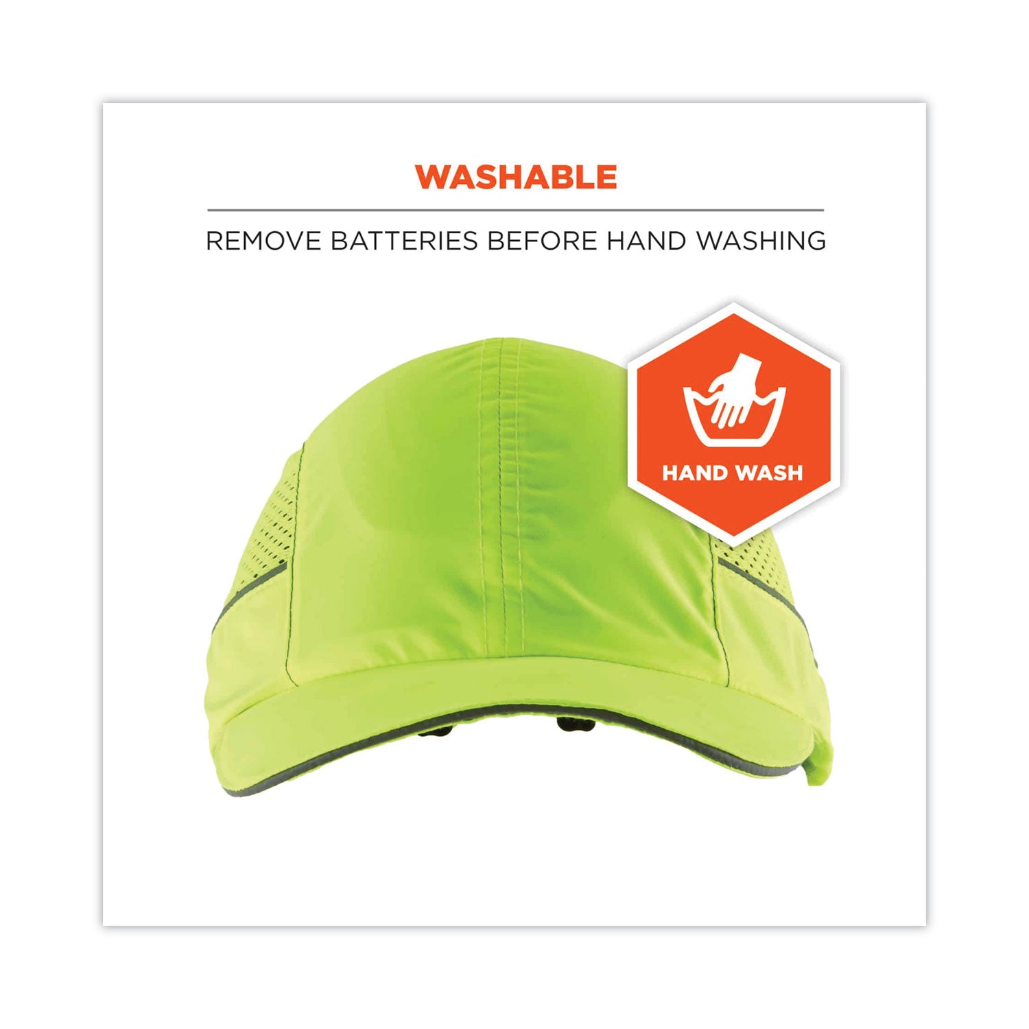 Skullerz 8960 Bump Cap with LED Lighting, Long Brim, Lime Green, Ships in 1-3 Business Days