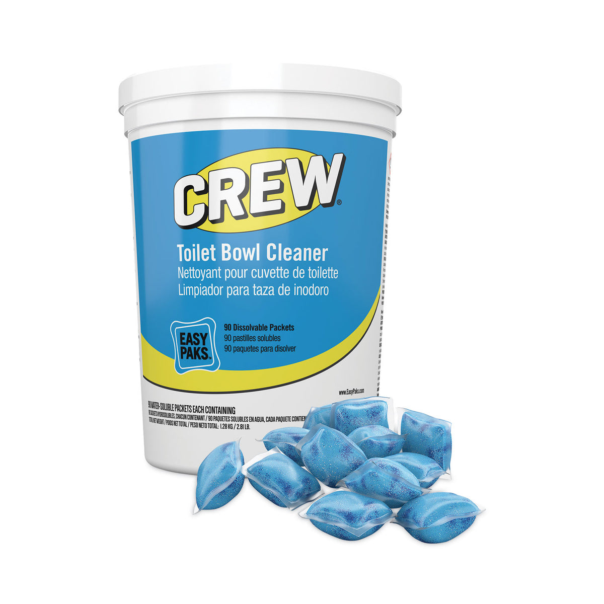 Crew Easy Paks Toilet Bowl Cleaner, Fresh Floral Scent, 0.5 oz Packet, 90 Packets/Tub, 2 Tubs/Carton