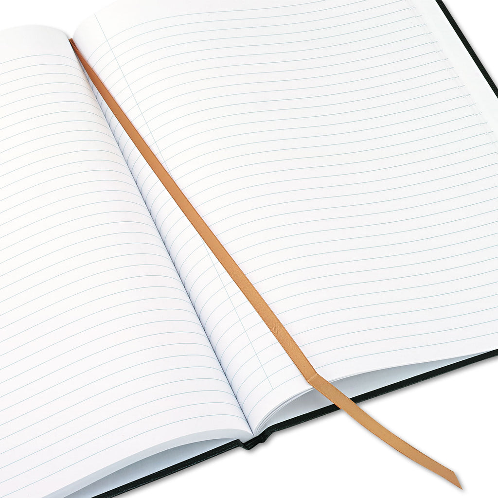Executive Notebook with Ribbon Bookmark, 1-Subject, Medium/College Rule, Black Cover, (75) 10.75 x 8.5 Sheets