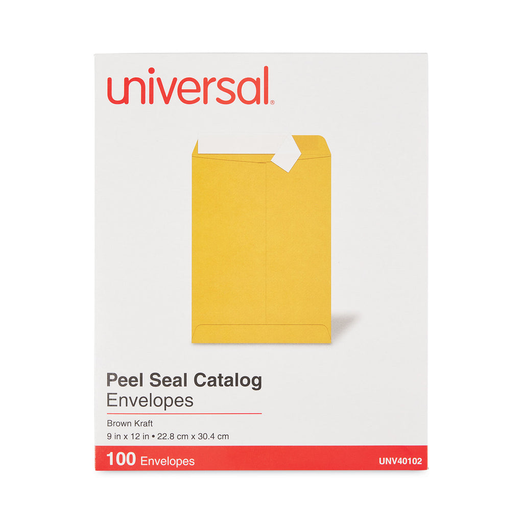 Peel Seal Strip Catalog Envelope, #10 1/2, Square Flap, Self-Adhesive Closure, 9 x 12, Natural Kraft, 100/Box - 