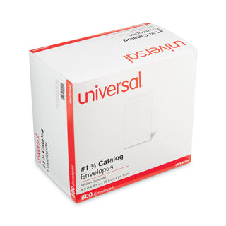 Catalog Envelope, 24 lb Bond Weight Paper, #1 3/4, Square Flap, Gummed Closure, 6.5 x 9.5, White, 500/Box - 