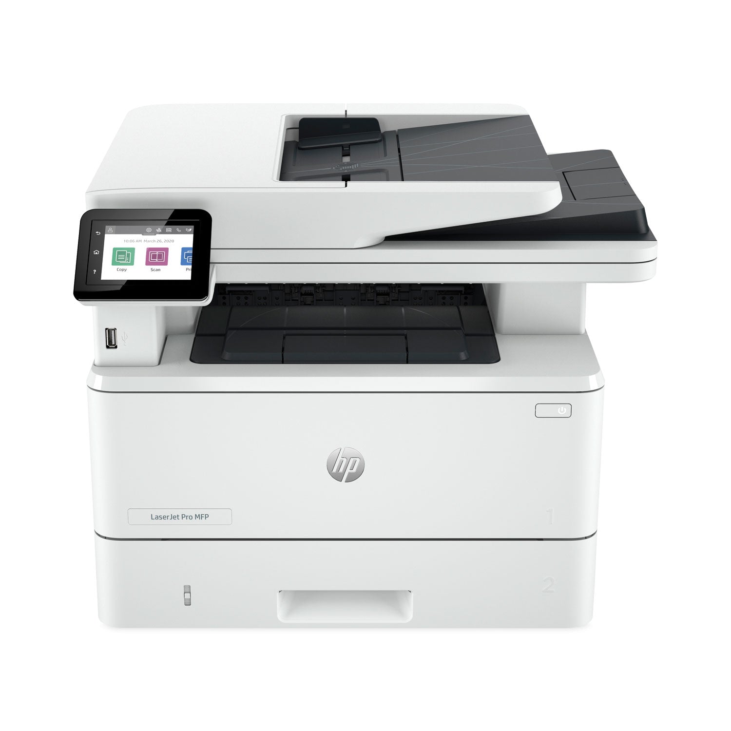 HP LaserJet Pro 4101fdn Laser Multifunction Printer - Monochrome - White - Copier/Fax/Printer/Scanner - 4800 x 600 dpi Print - Automatic Duplex Print - Up to 80000 Pages Monthly - Color Flatbed Scanner - 1200 dpi Optical Scan - Monochrome Fax - Gigab - 1