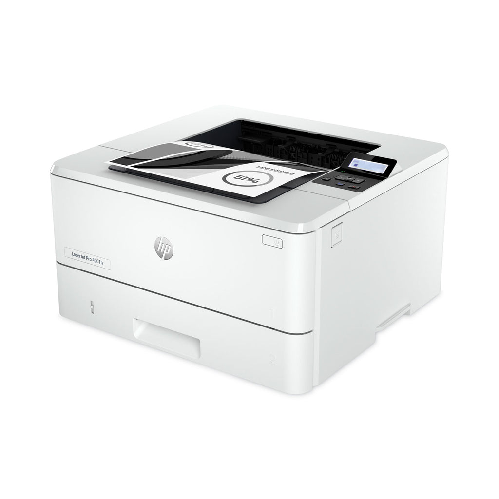 HP LaserJet Pro 4001 4001n Desktop Laser Printer - Monochrome - 63 ppm Mono - 4800 x 600 dpi Print - Manual Duplex Print - 350 Sheets Input - Ethernet - HP Smart App, Apple AirPrint, Mopria - 80000 Pages Duty Cycle - Plain Paper Print - Gigabit Ether - 4