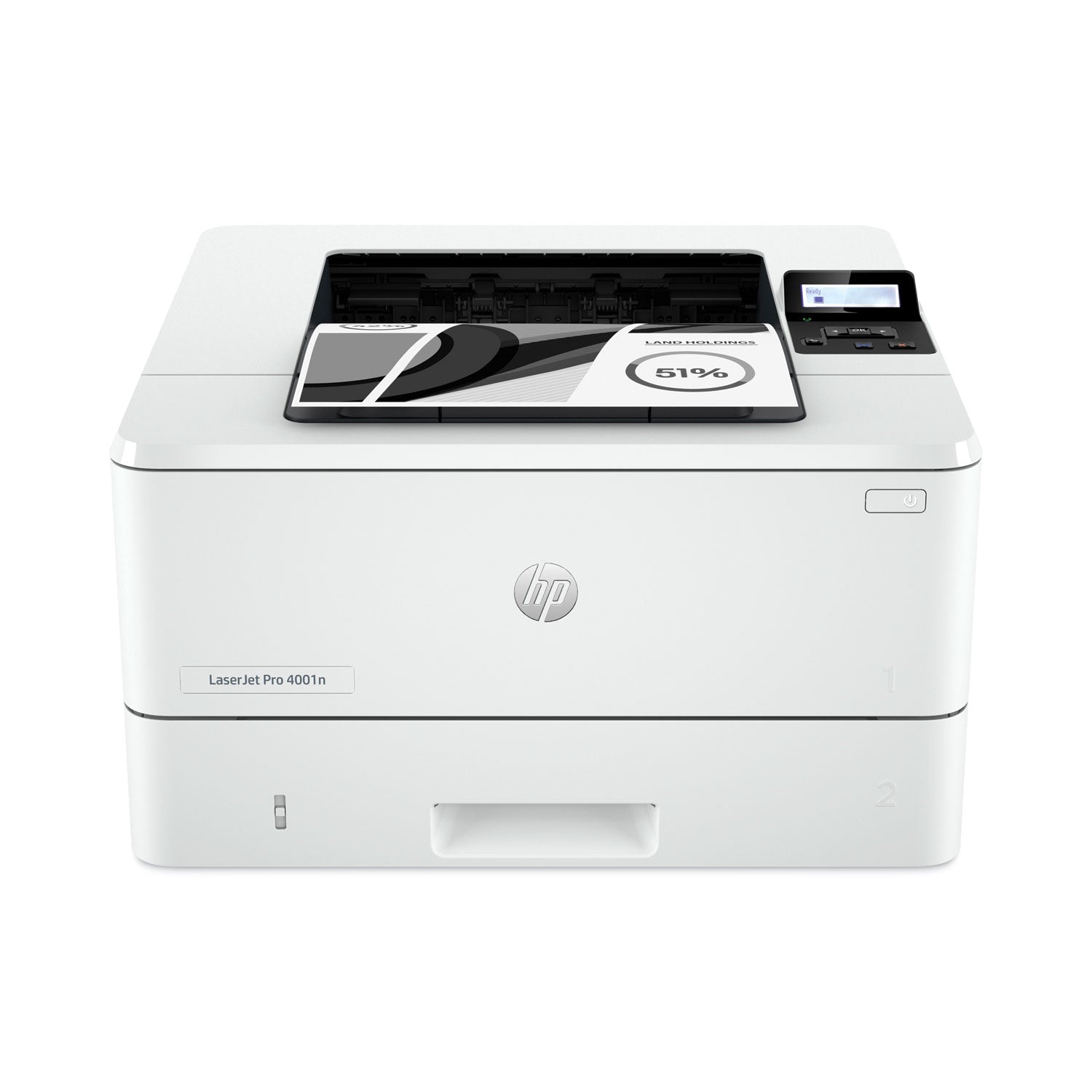 HP LaserJet Pro 4001 4001n Desktop Laser Printer - Monochrome - 63 ppm Mono - 4800 x 600 dpi Print - Manual Duplex Print - 350 Sheets Input - Ethernet - HP Smart App, Apple AirPrint, Mopria - 80000 Pages Duty Cycle - Plain Paper Print - Gigabit Ether - 1