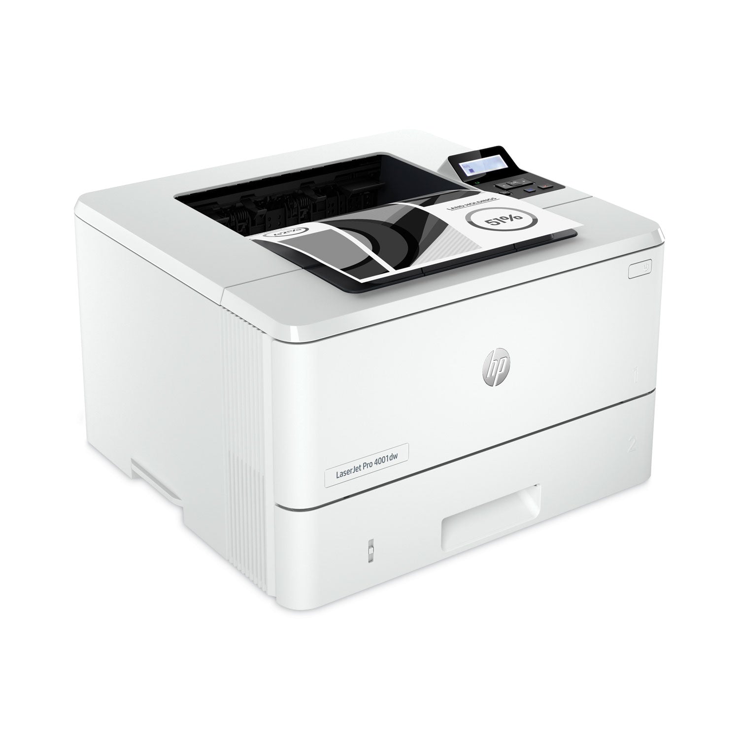 HP LaserJet Pro 4001 4001dw Desktop Wireless Laser Printer - Monochrome - 42 ppm Mono - 1200 x 1200 dpi Print - Automatic Duplex Print - 350 Sheets Input - Ethernet - Wireless LAN - HP Smart App, Apple AirPrint, Mopria, Wi-Fi Direct - 80000 Pages Dut - 4