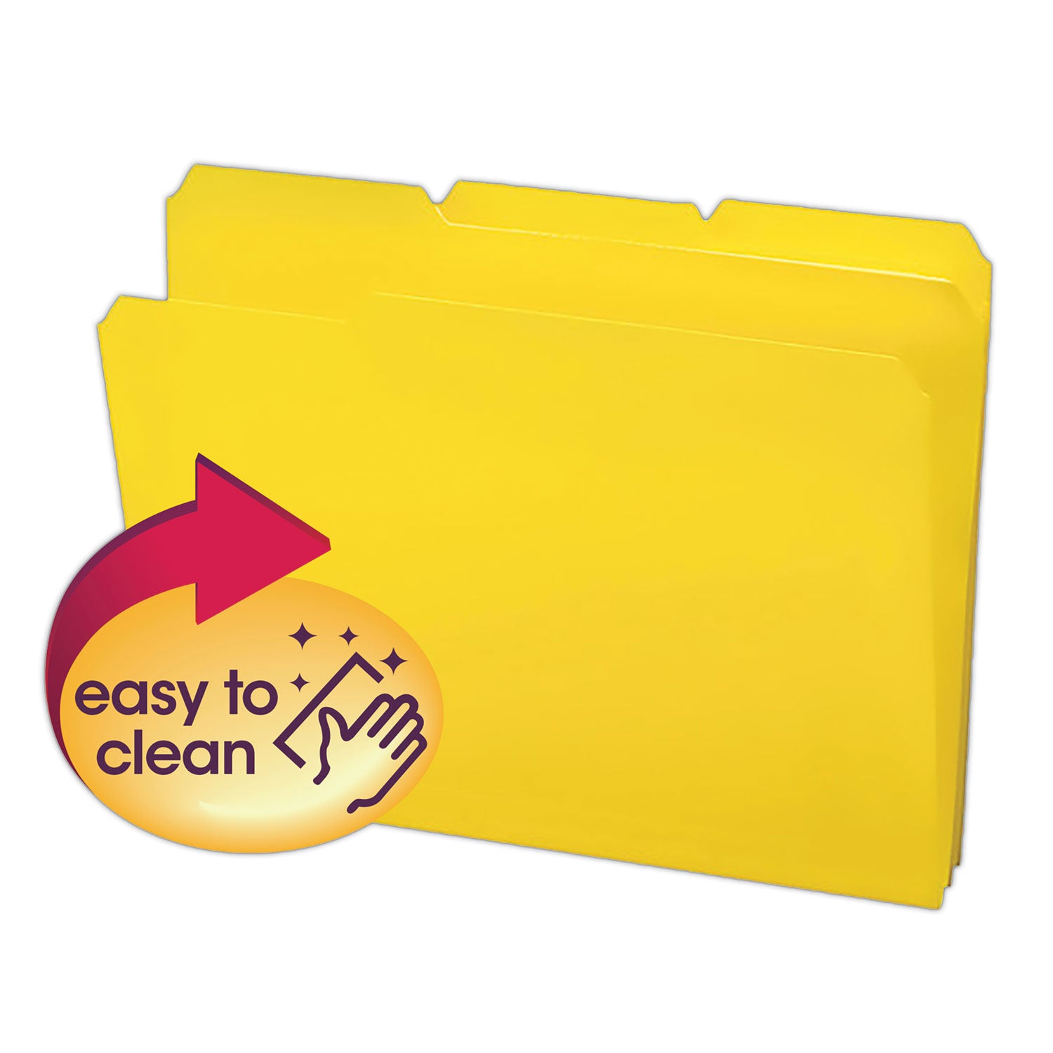 Top Tab Poly Colored File Folders, 1/3-Cut Tabs: Assorted, Letter Size, 0.75" Expansion, Yellow, 24/Box - 