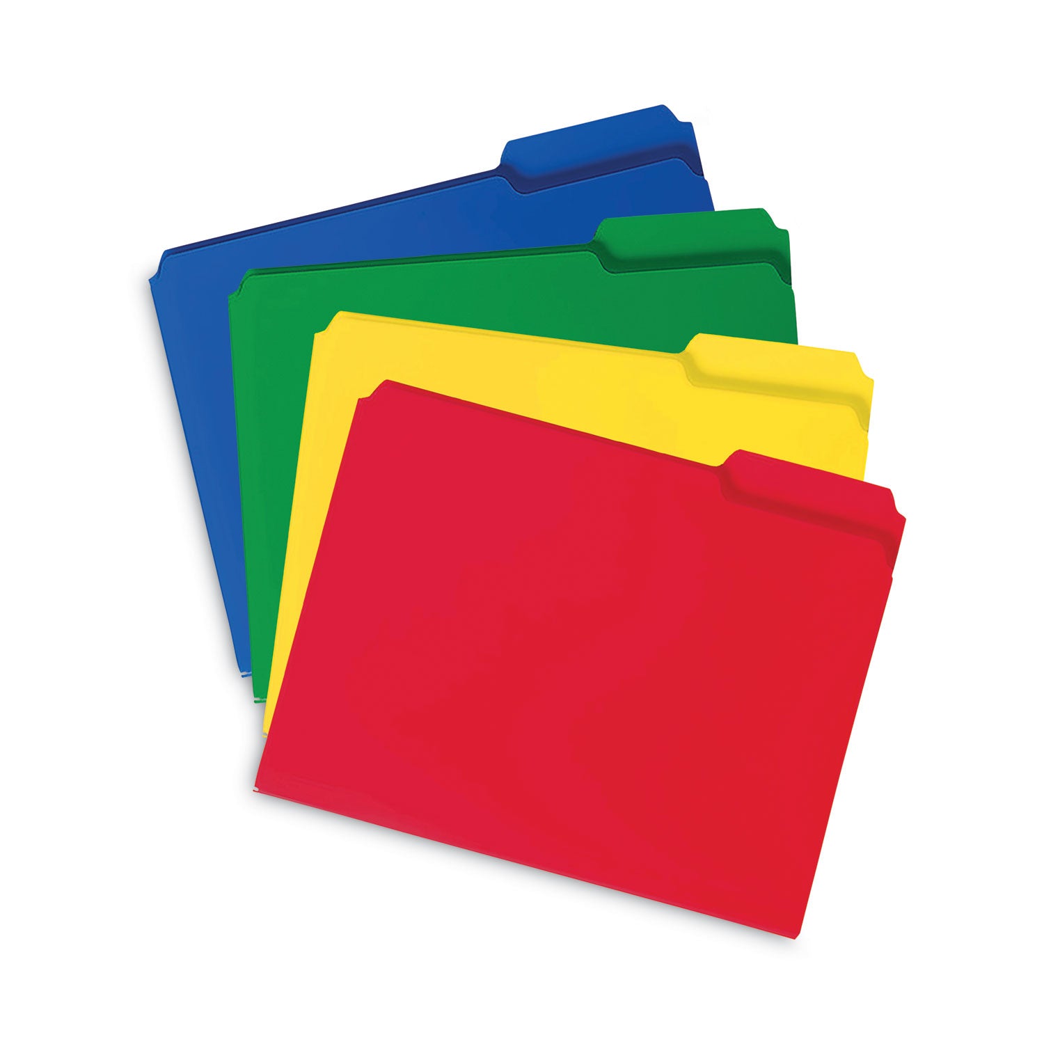 Top Tab Poly Colored File Folders, 1/3-Cut Tabs: Assorted, Letter Size, 0.75" Expansion, Assorted Colors, 24/Box - 